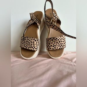 Leopard print platform sandals